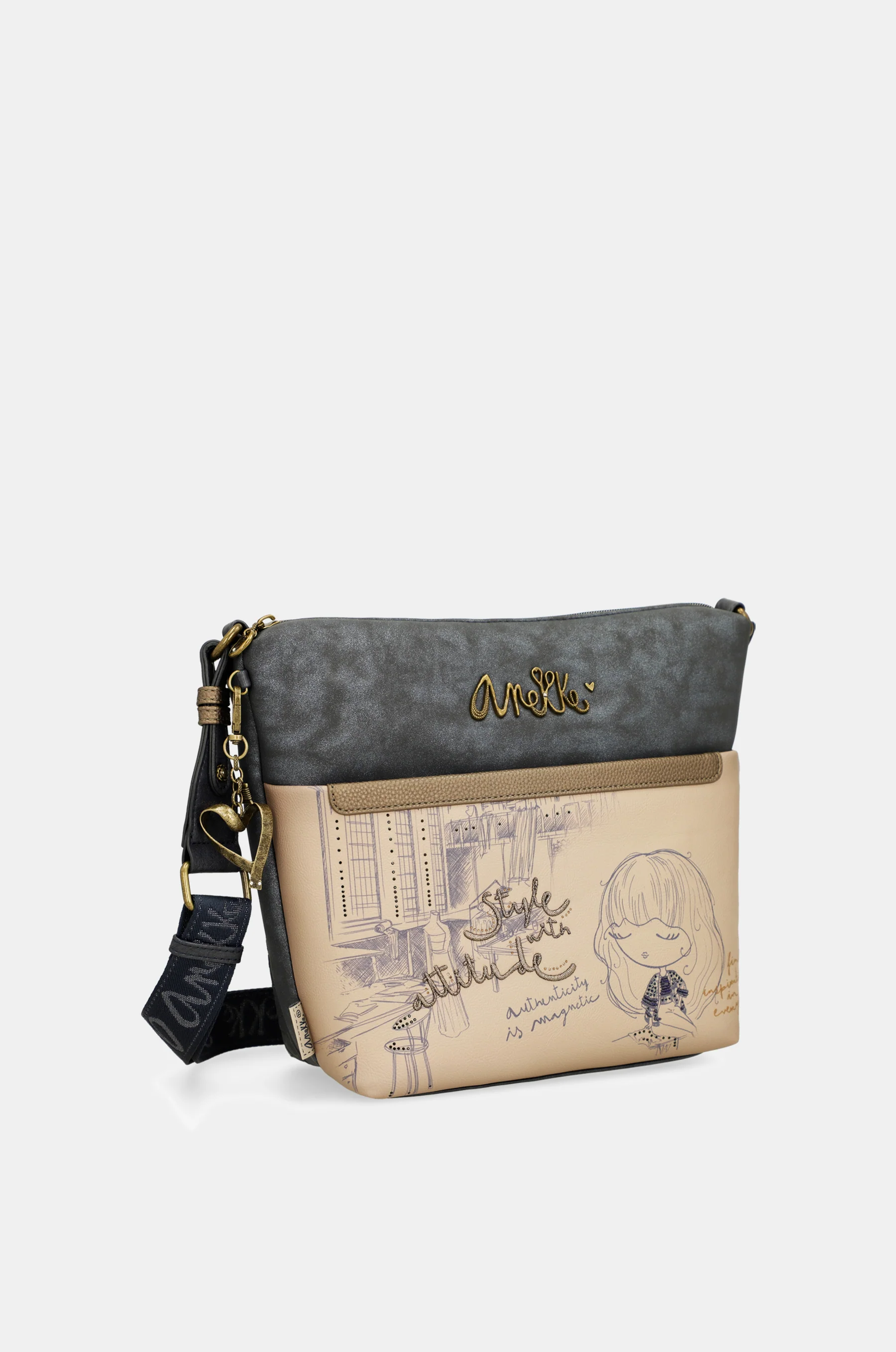 Bandolera grande con bolsillo frontal Studio - Image 10
