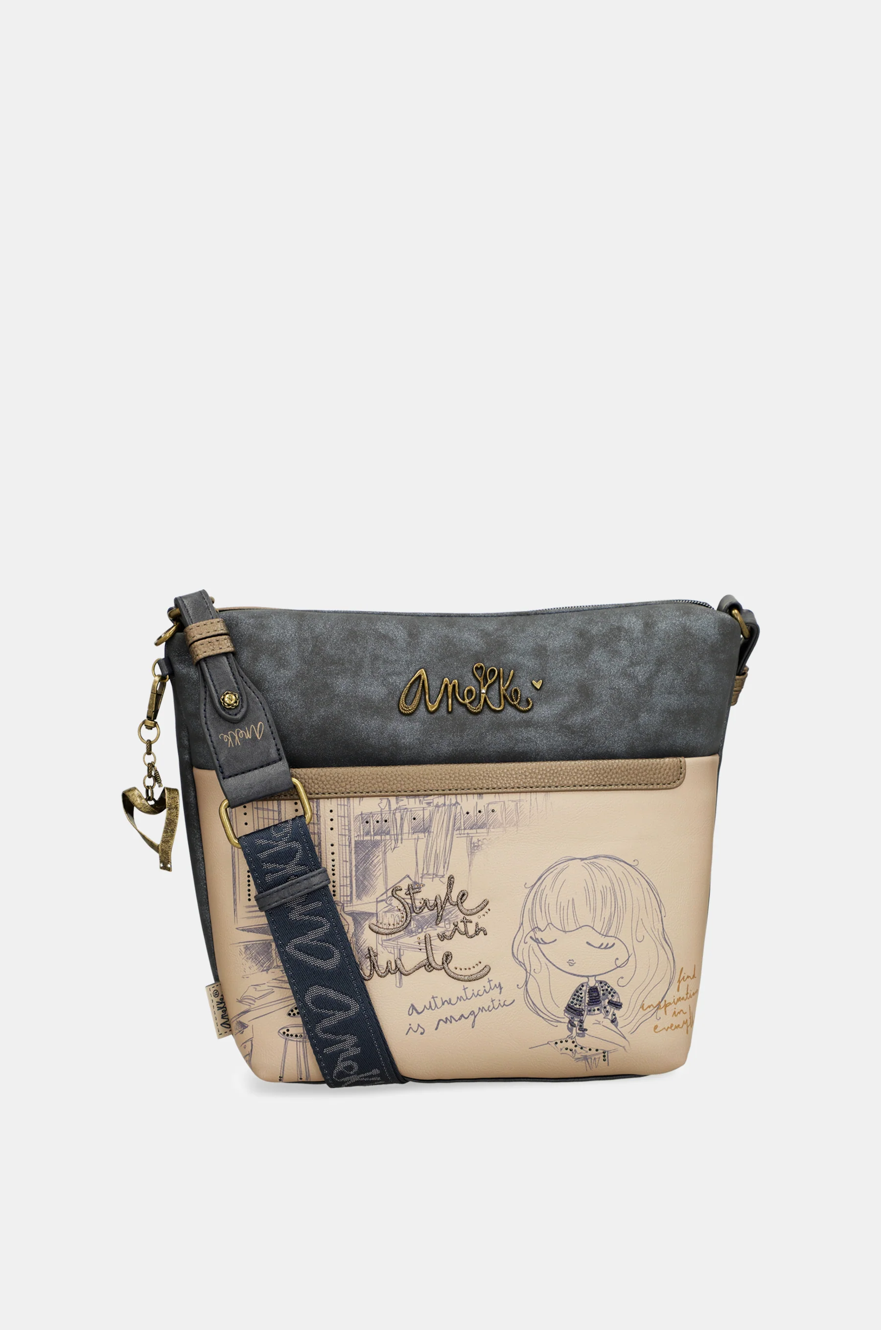 Bandolera grande con bolsillo frontal Studio - Image 9