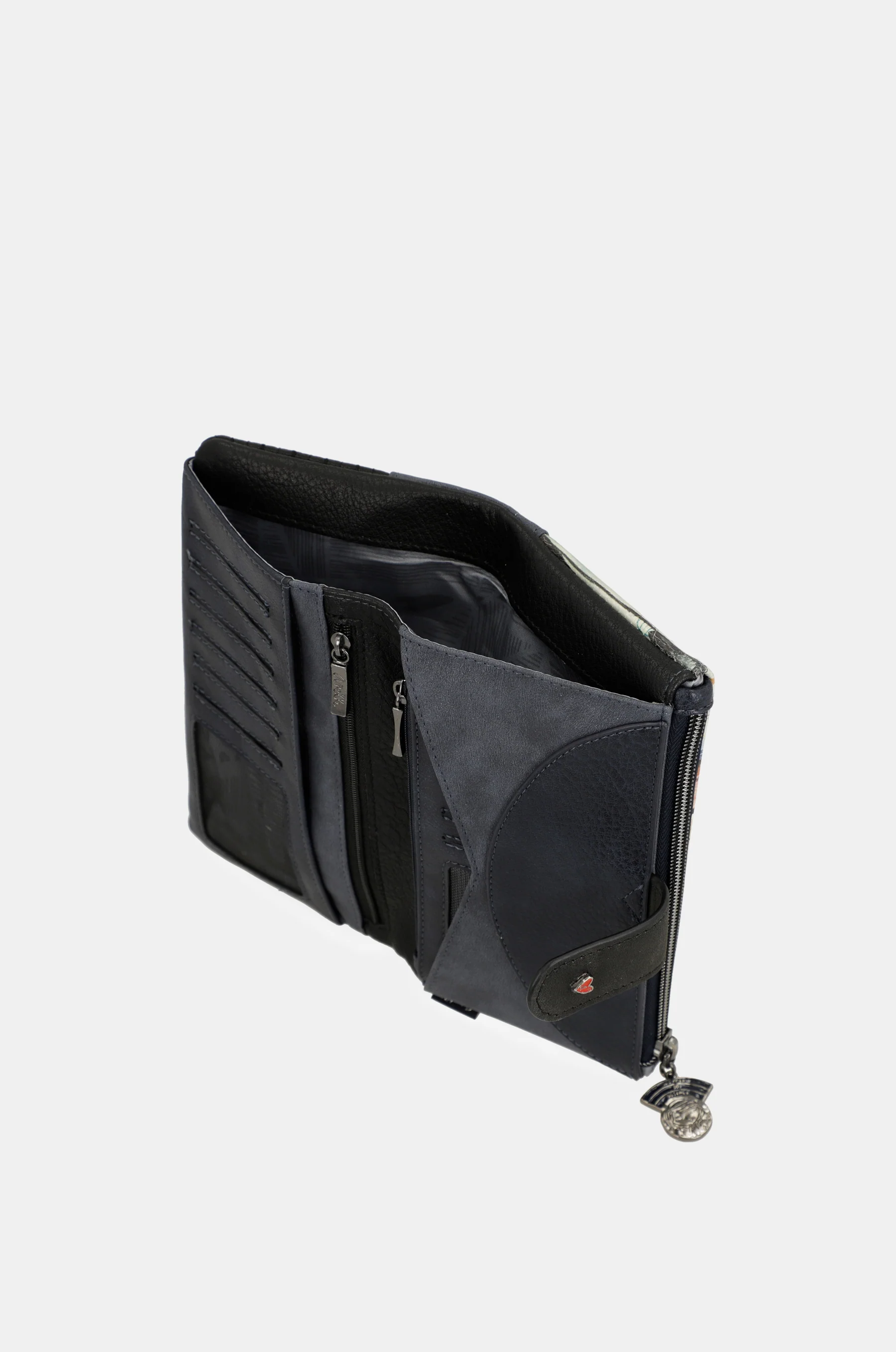 Billetero RFID grande flexible azul marino Studio - Image 9