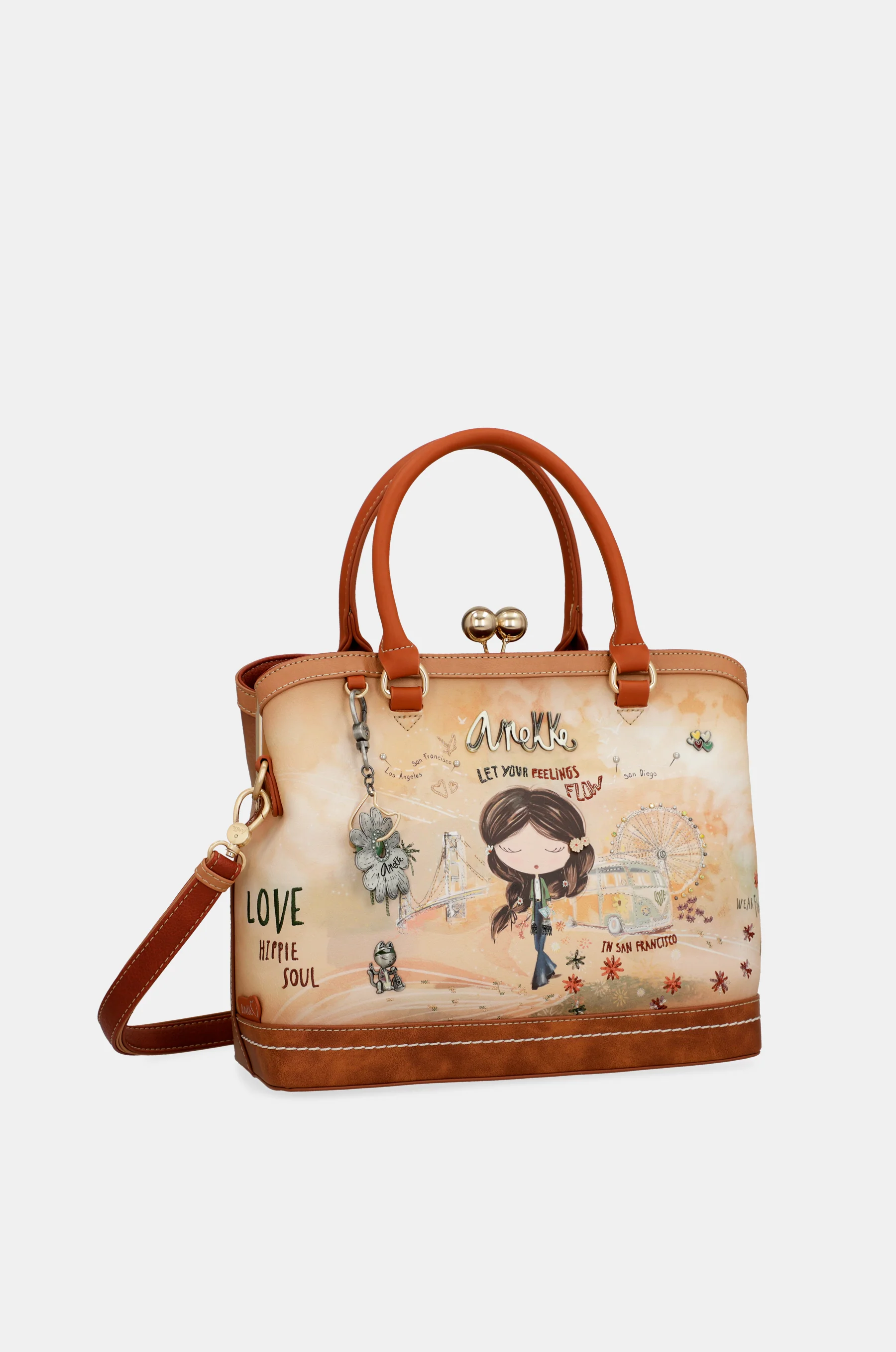 Bolso de boquilla Peace & Love Camel - Image 7