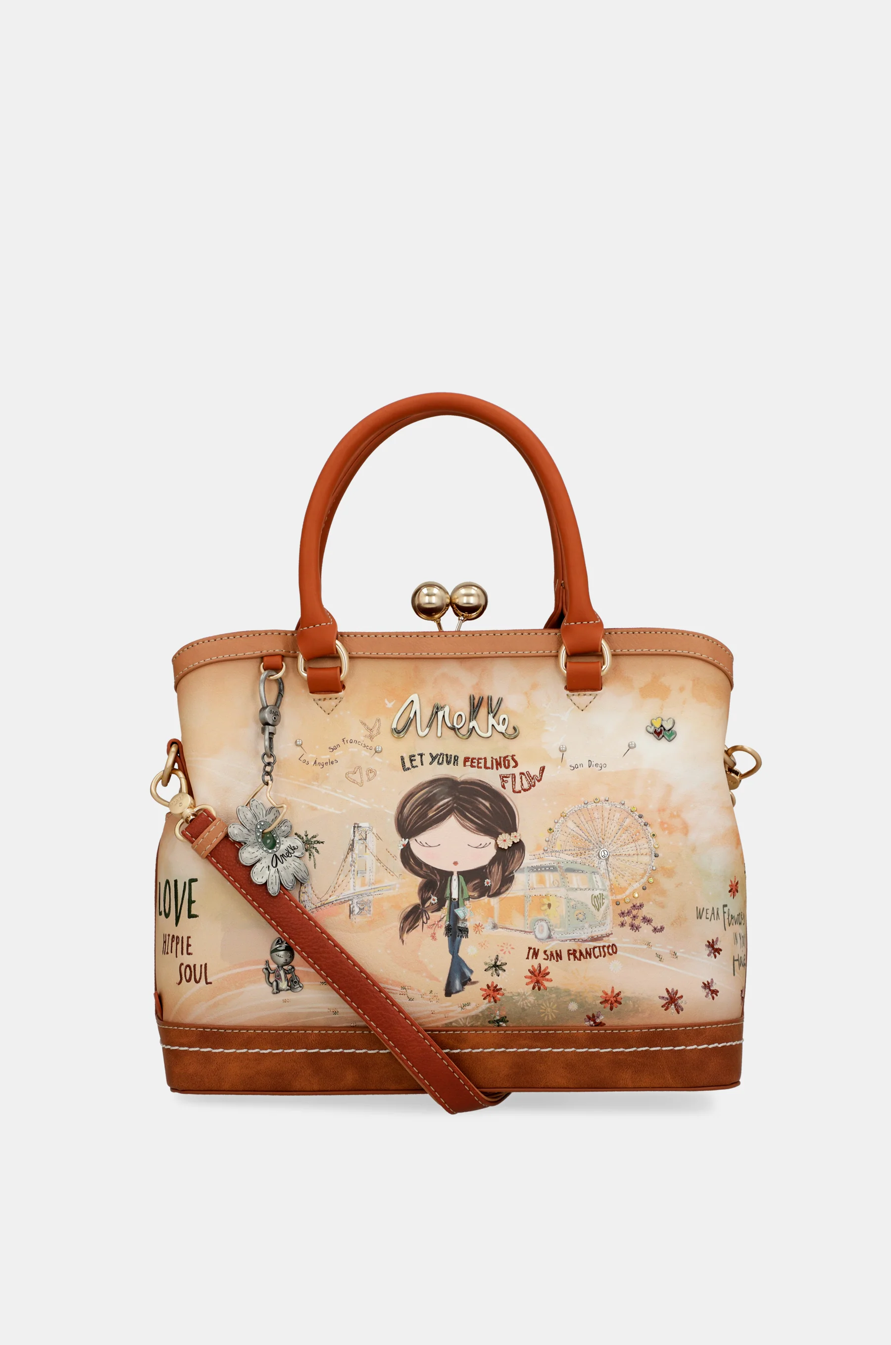 Bolso de boquilla Peace & Love Camel - Image 8