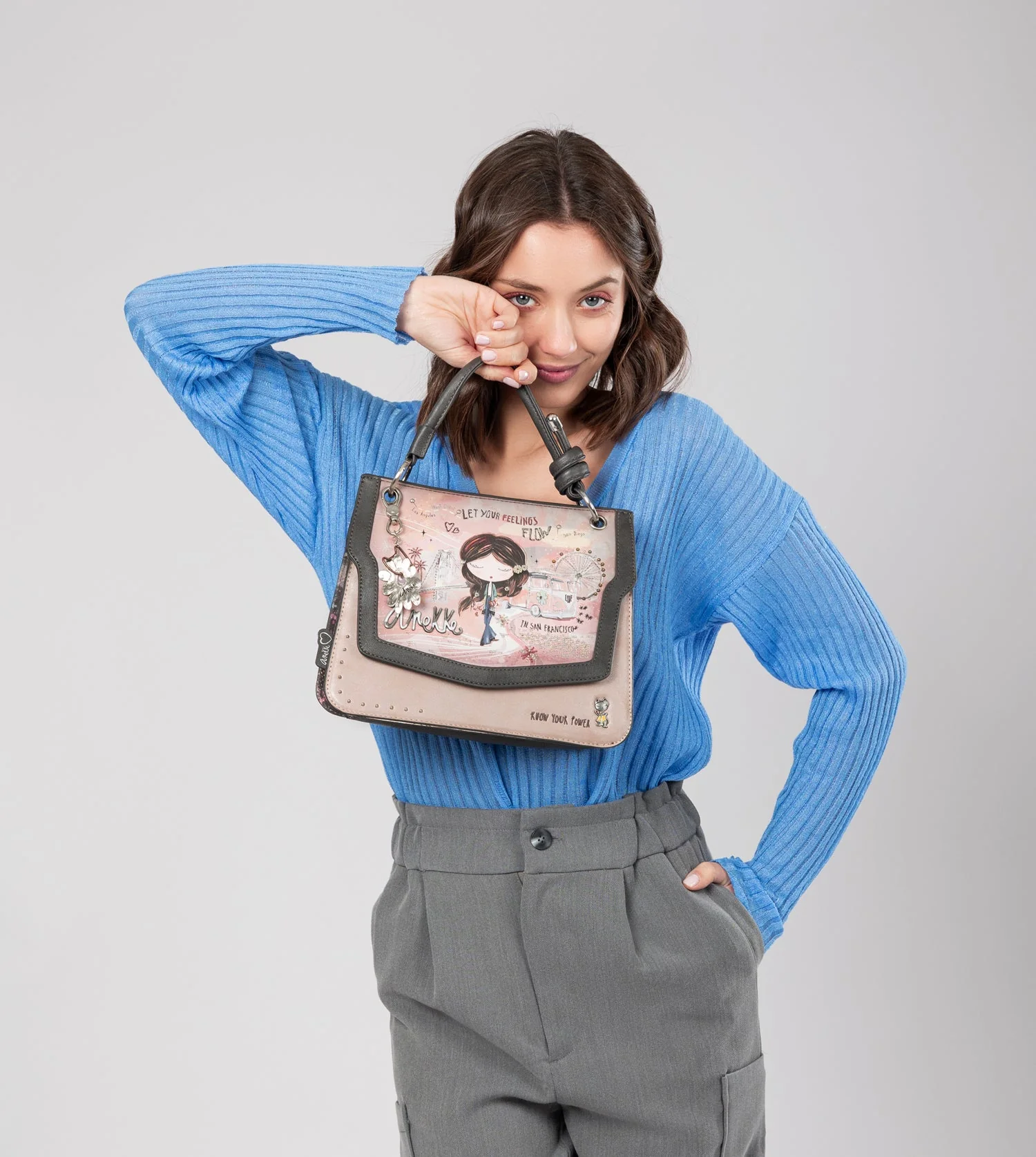 Bolso de solapa Peace & Love rosa - Image 2