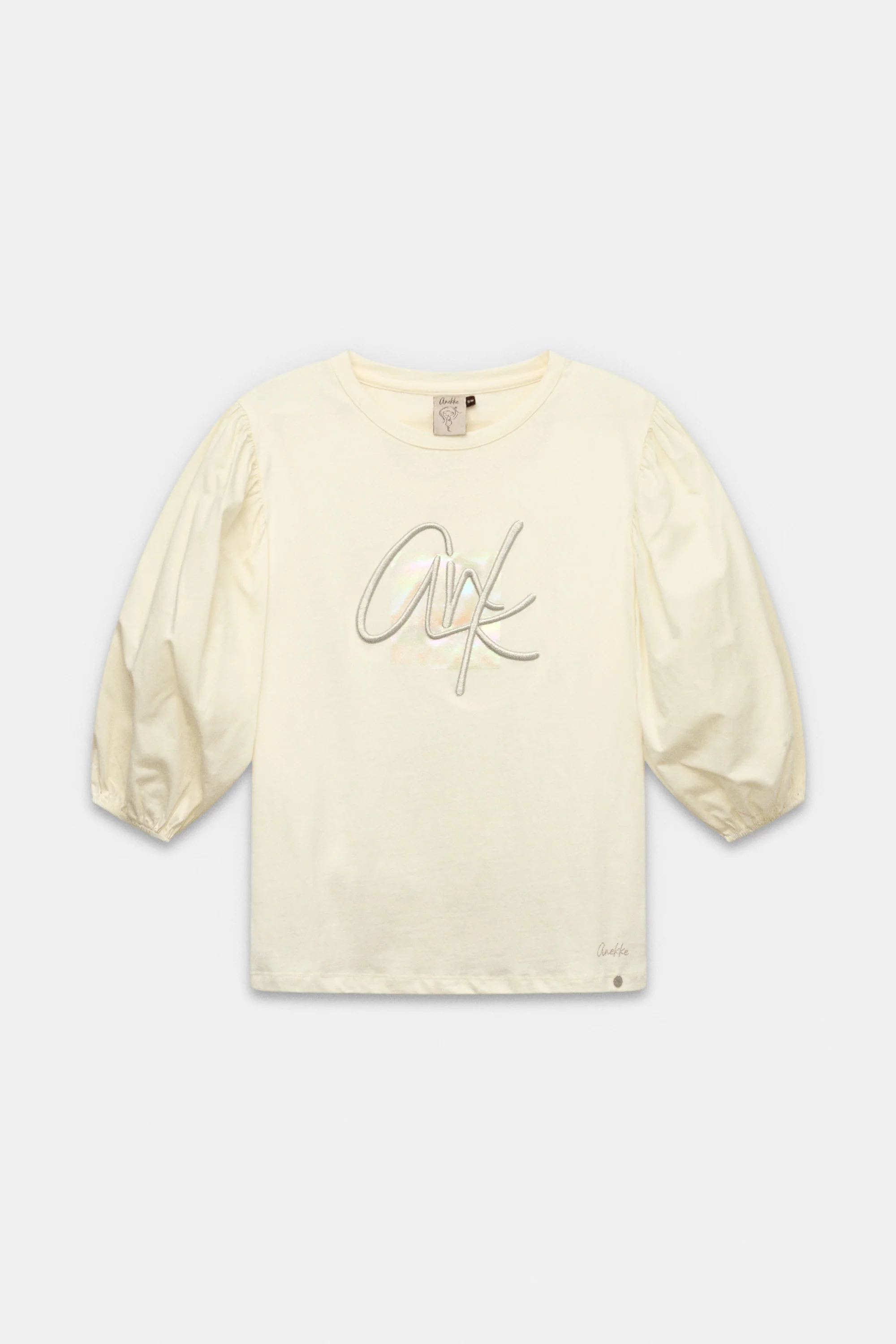 Camiseta con manga abullonada beige