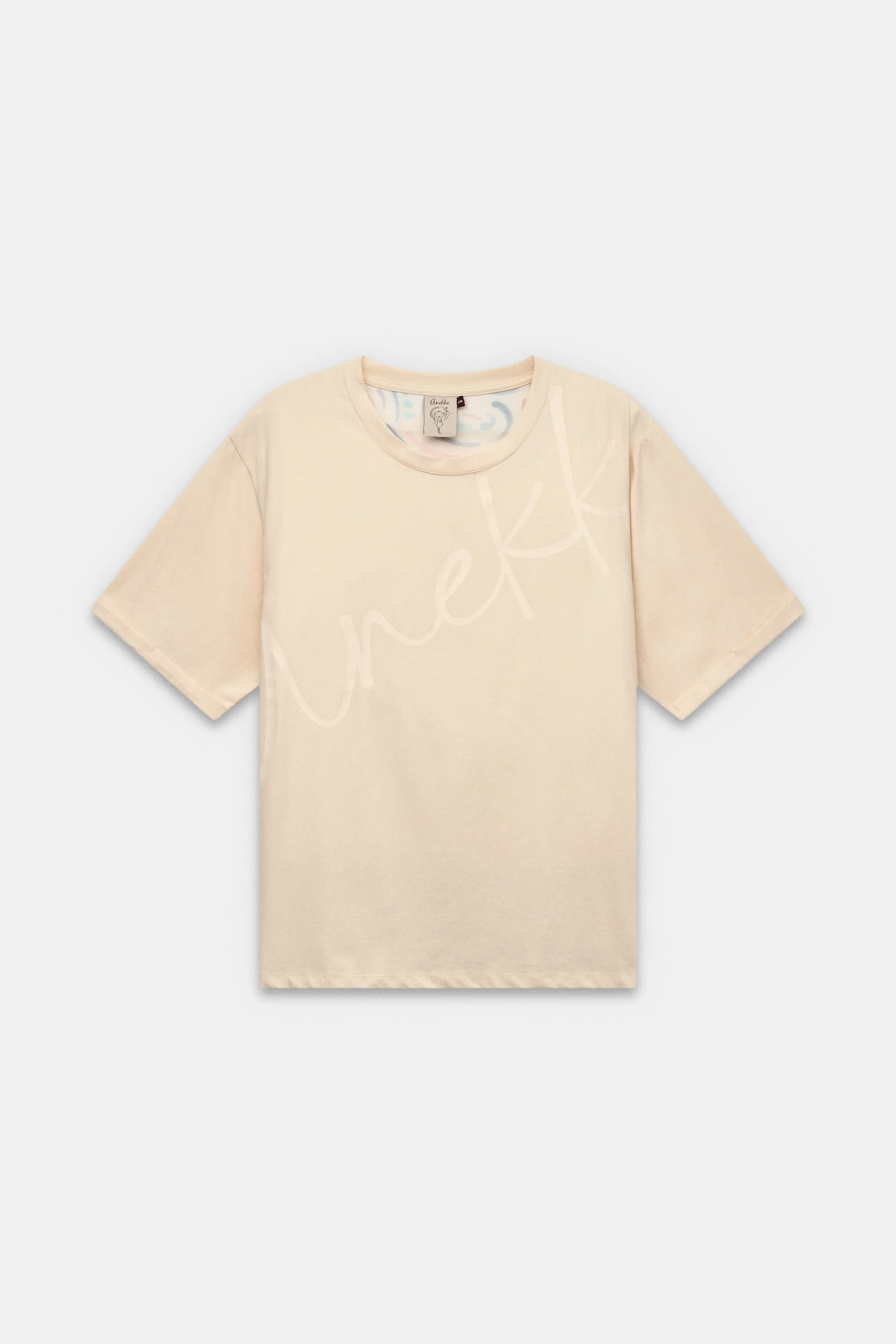 Camiseta de manga corta beige con estampado