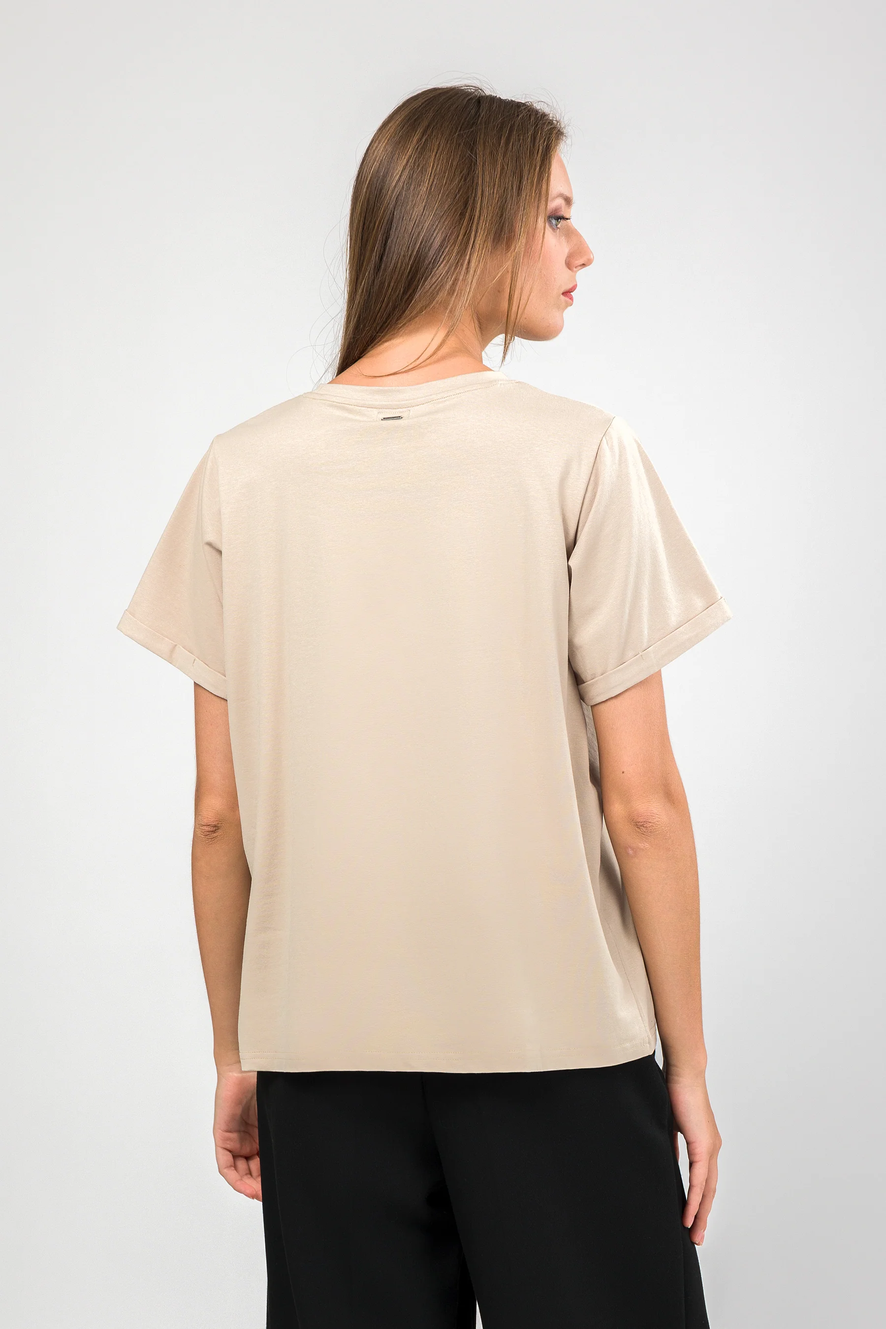 Camiseta manga corta beige logo - Image 3