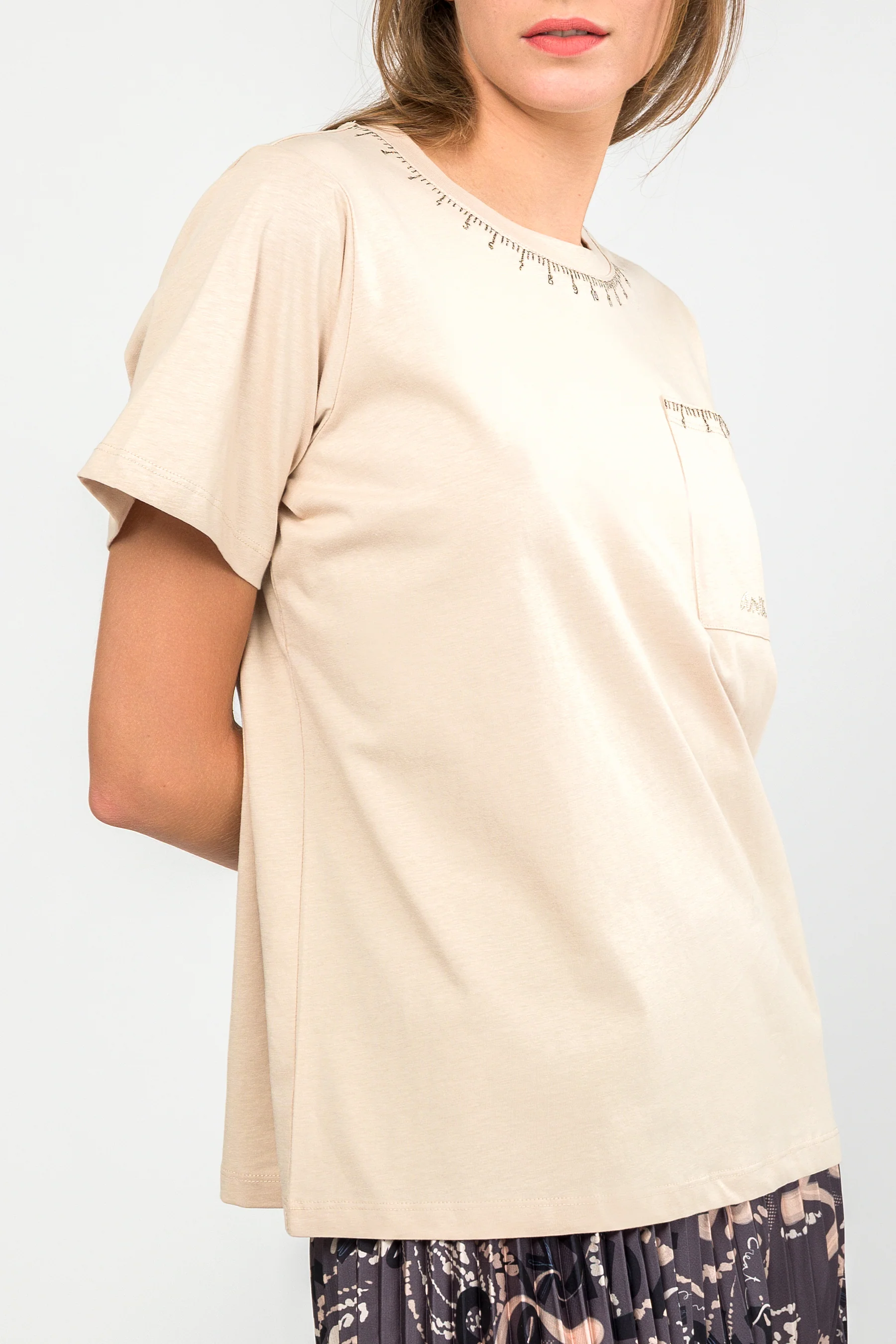 Camiseta manga corta beige Studio