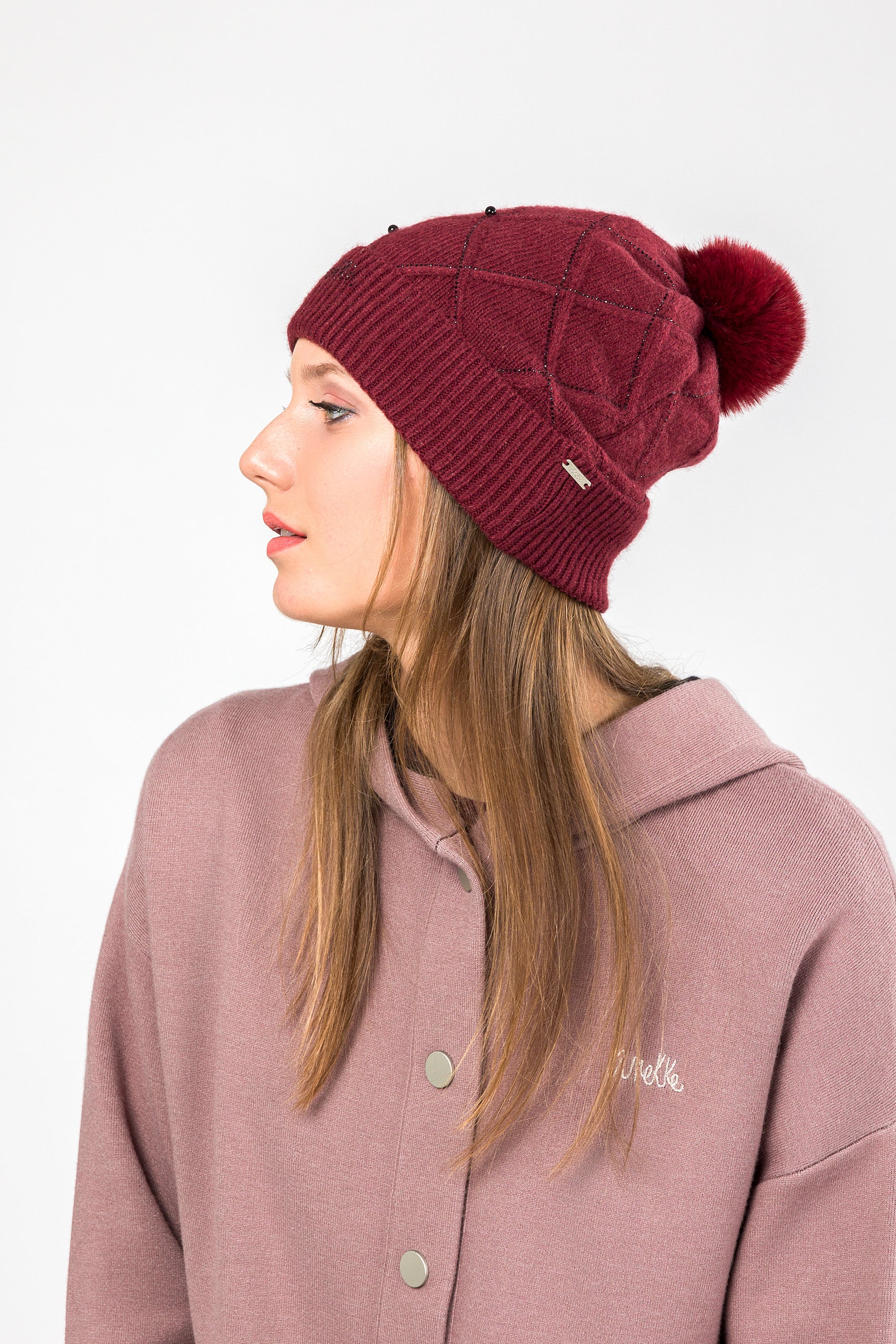 Gorro de punto burdeos - Image 2