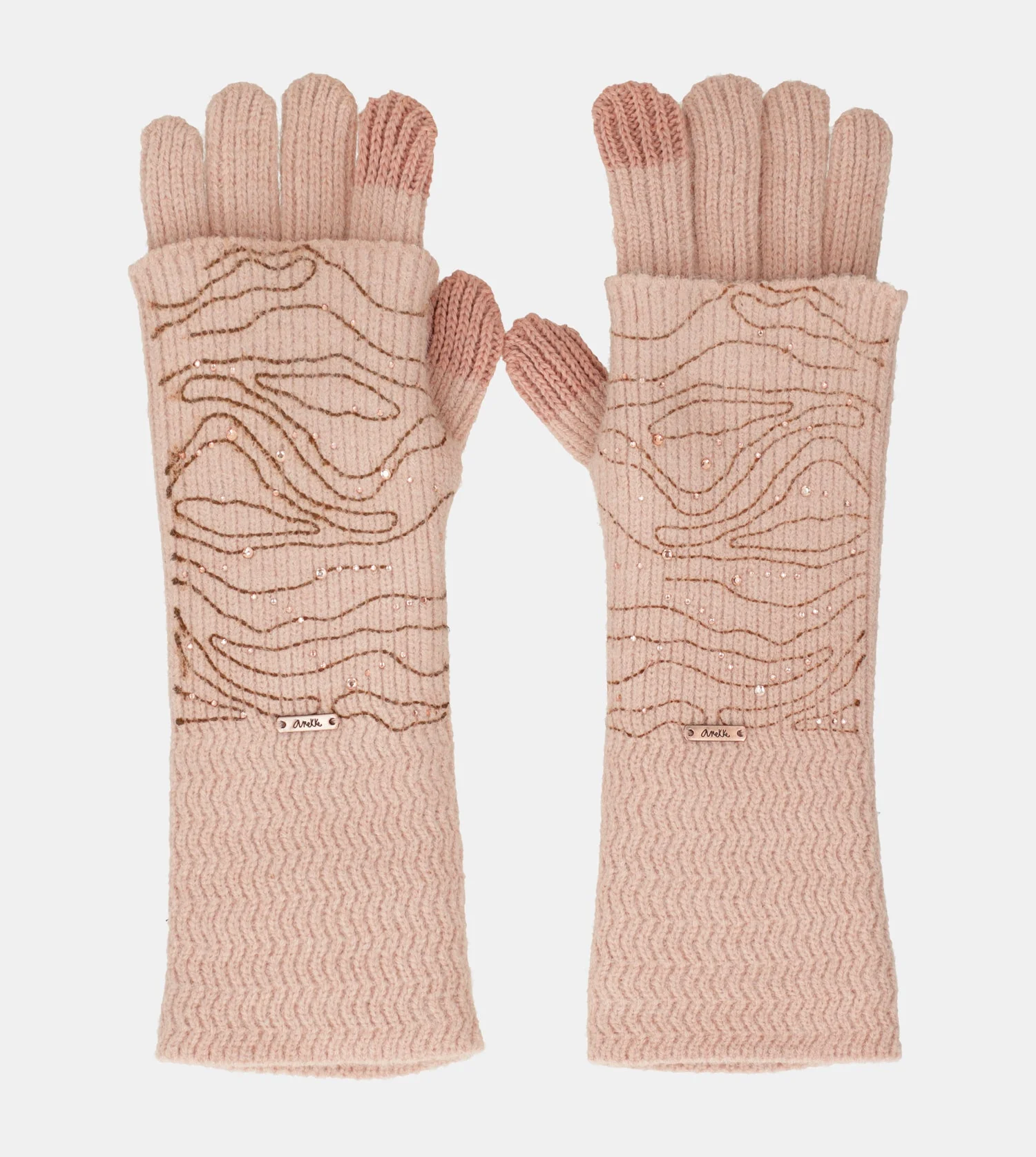 Guantes de punto beige - Image 3