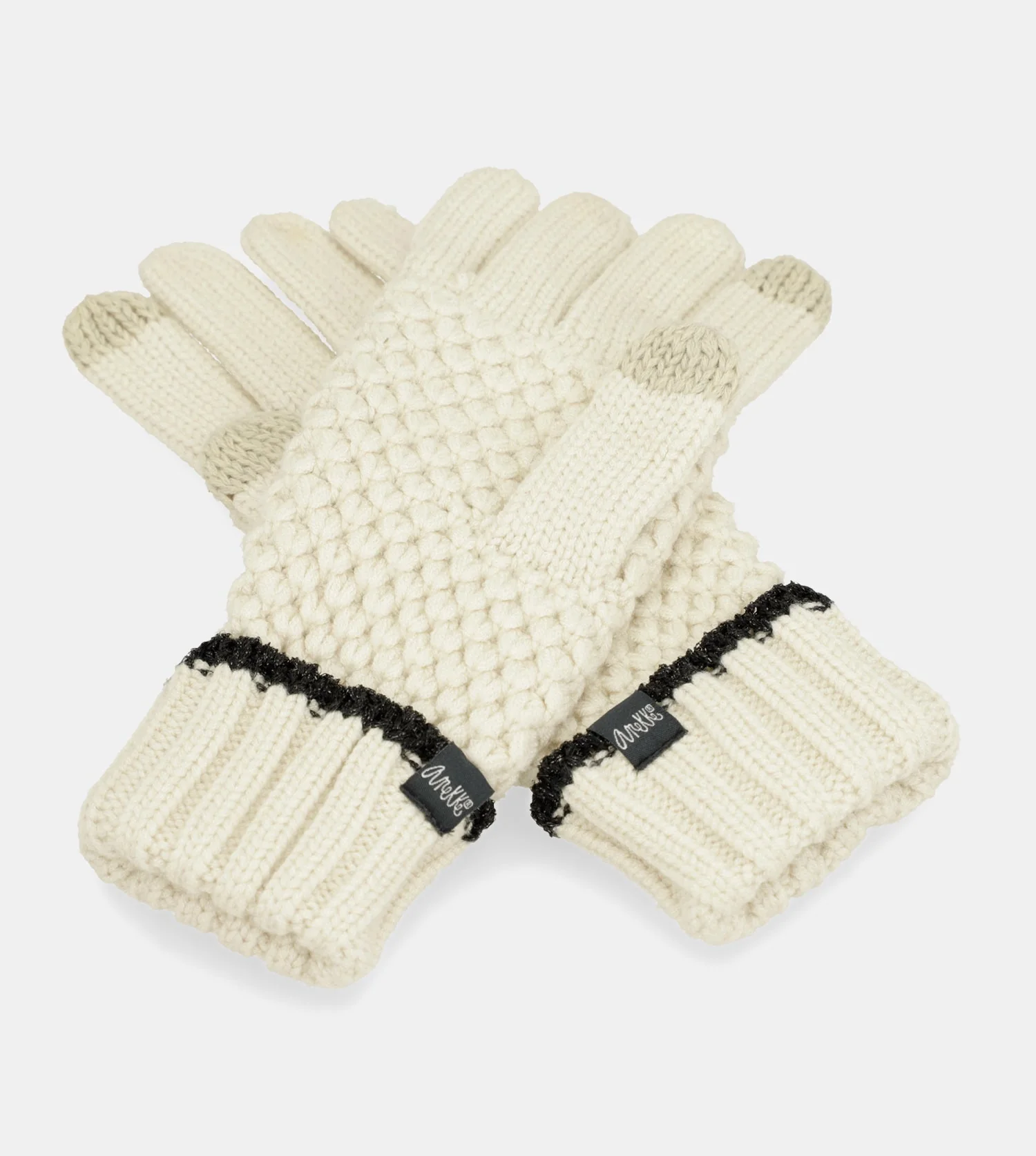 Guantes de punto beige - Image 2