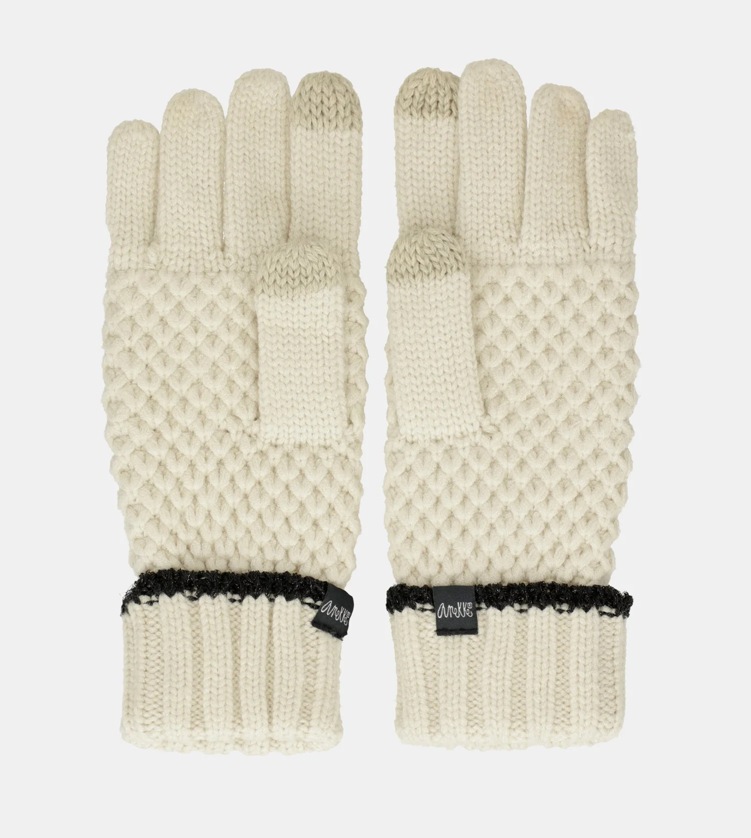 Guantes de punto beige - Image 3