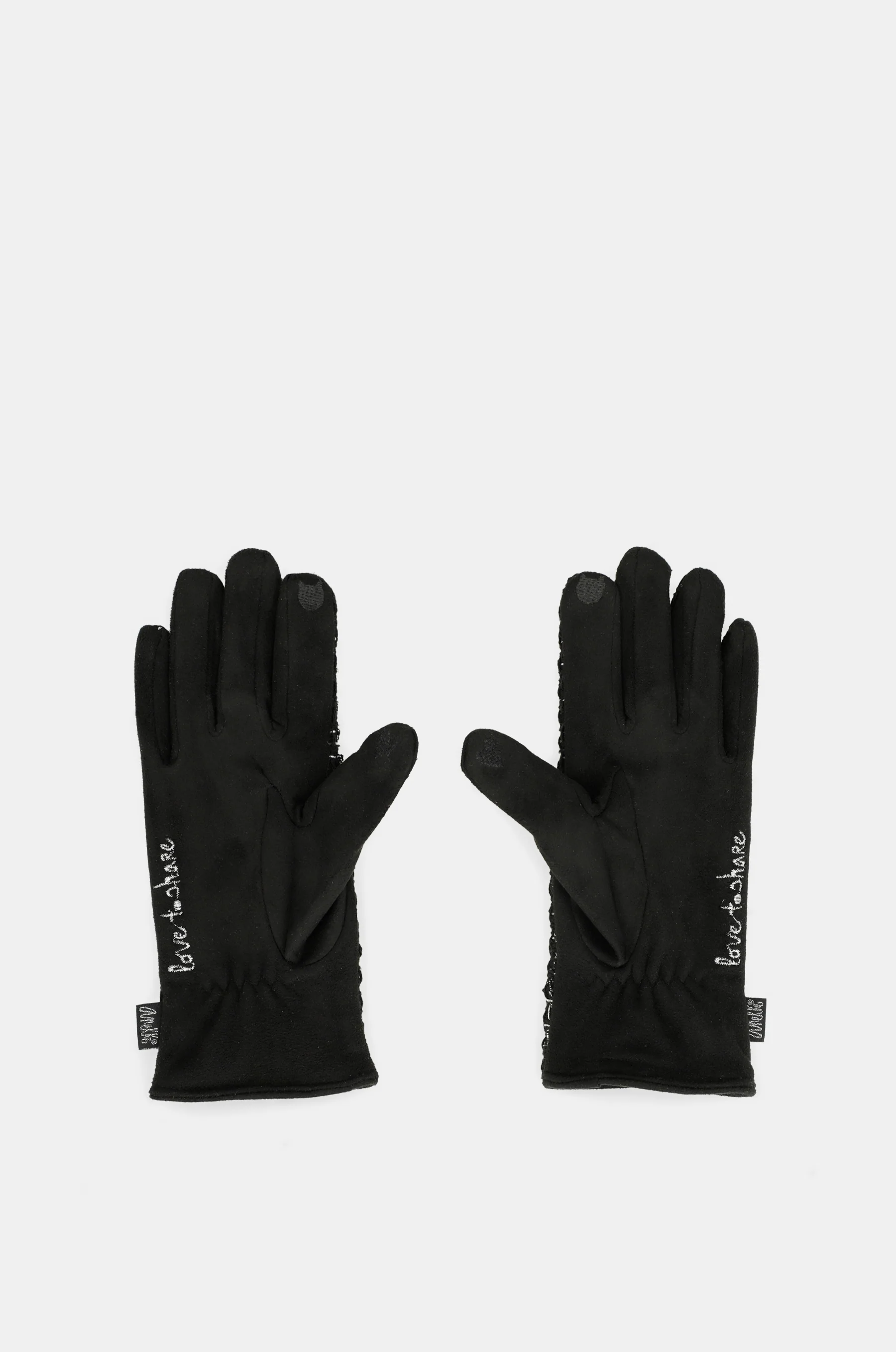 Guantes de tejido tweed negros - Image 3