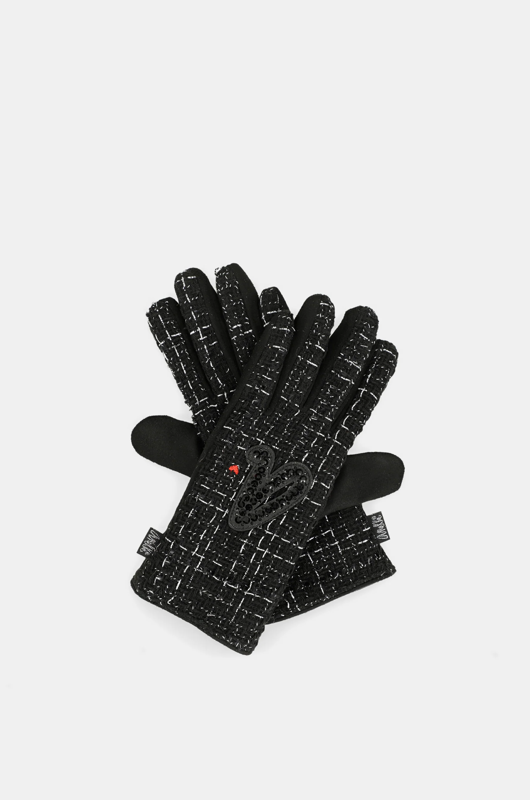 Guantes de tejido tweed negros - Image 8