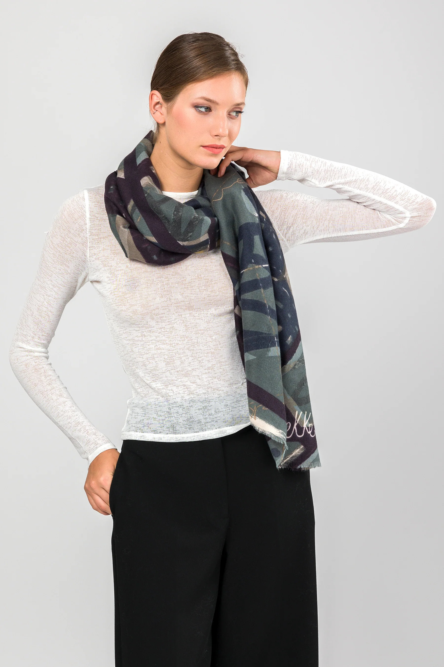 Pashmina azul estampada