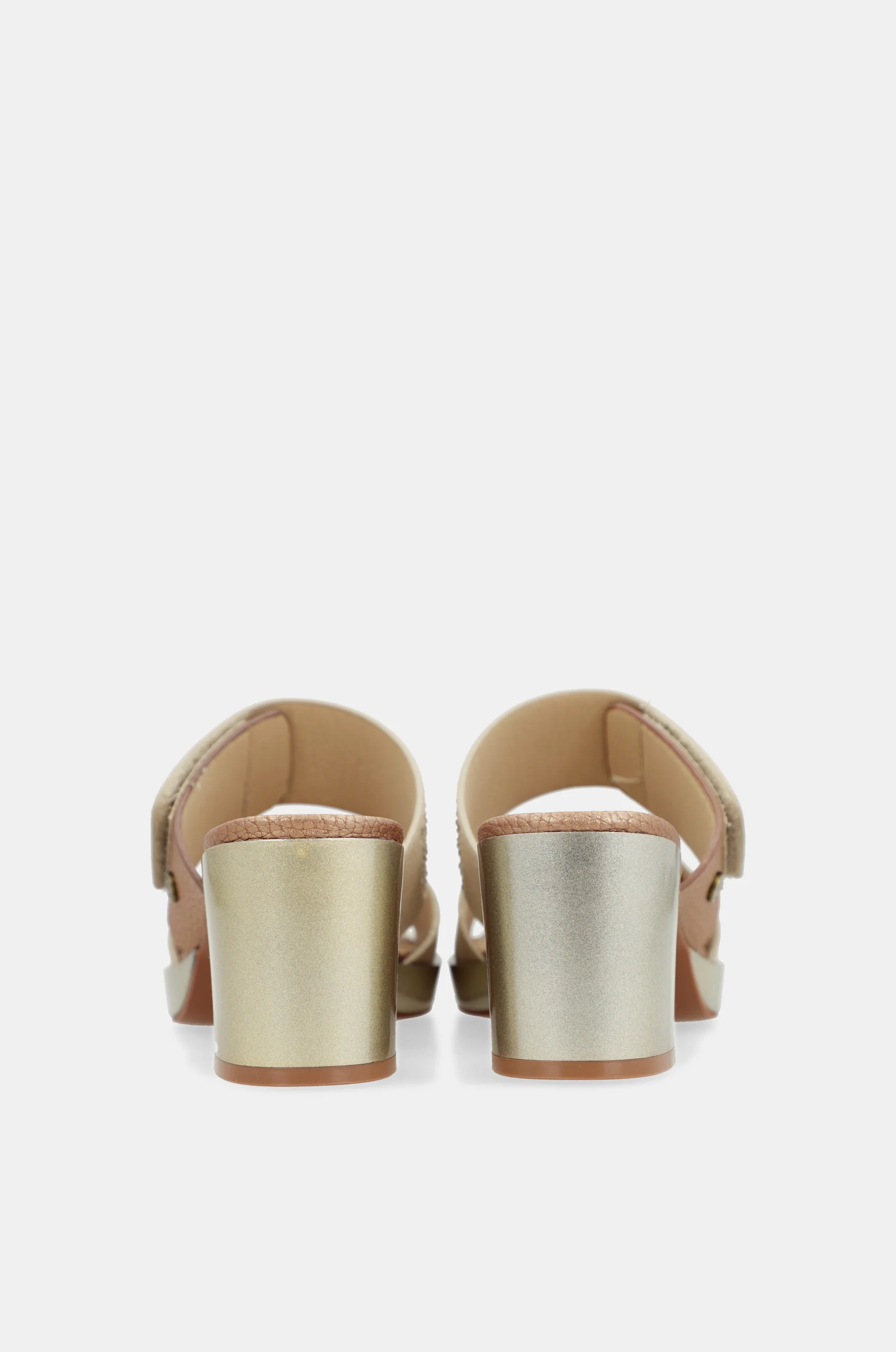 Sandalias con tacón beige con strass - Image 5