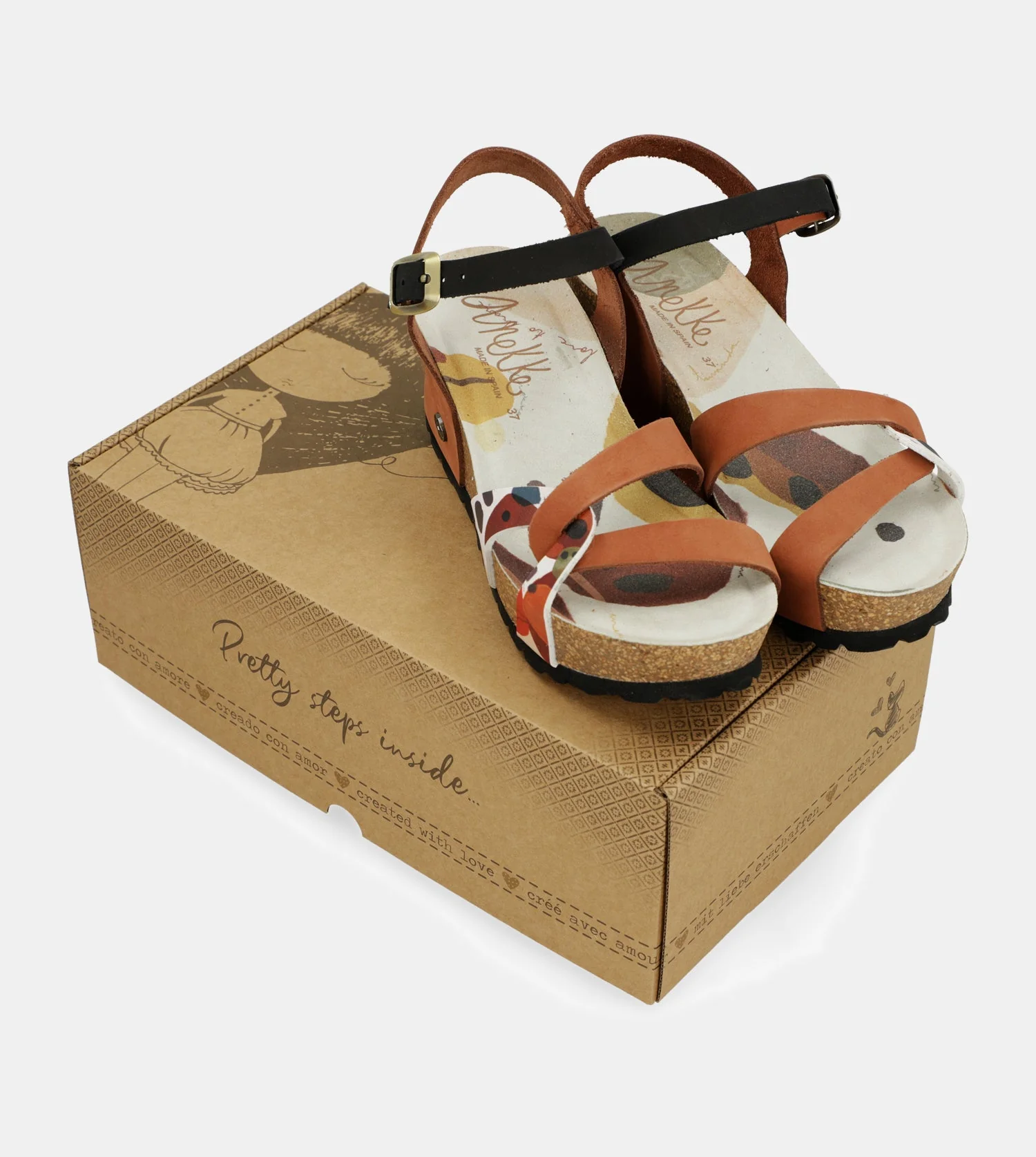 Sandalias cuña bio tiras cuero - Image 6