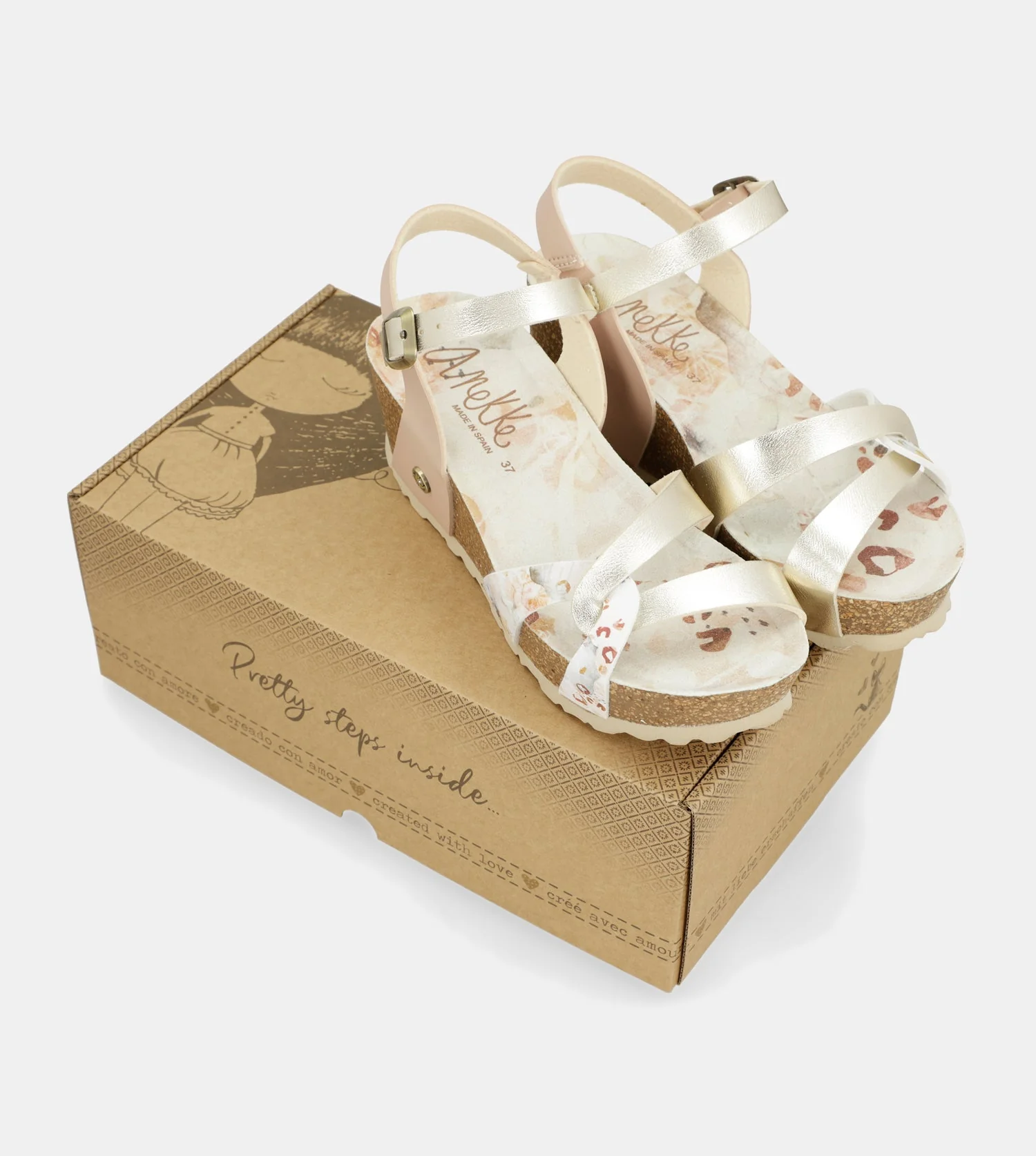 Sandalias de cuña bio tiras blancas - Image 8