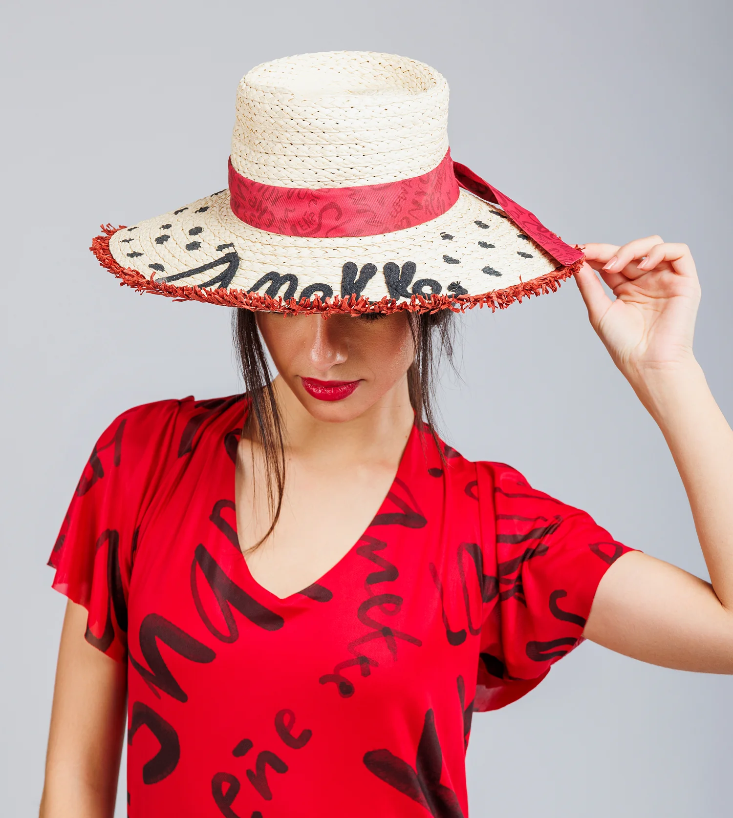 Sombrero de rafia lunares - Image 2