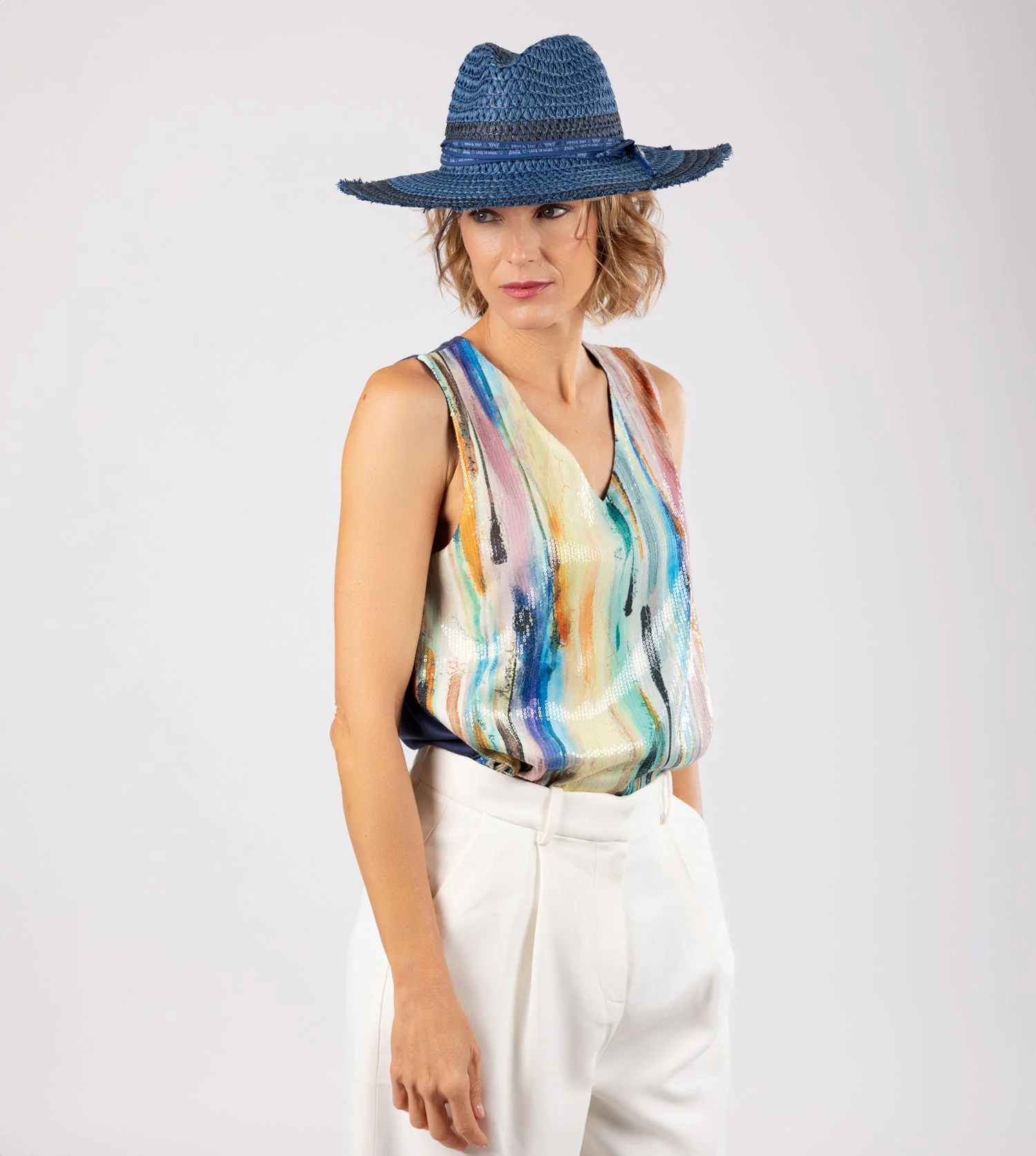 Sombrero rafia bicolor - Image 2