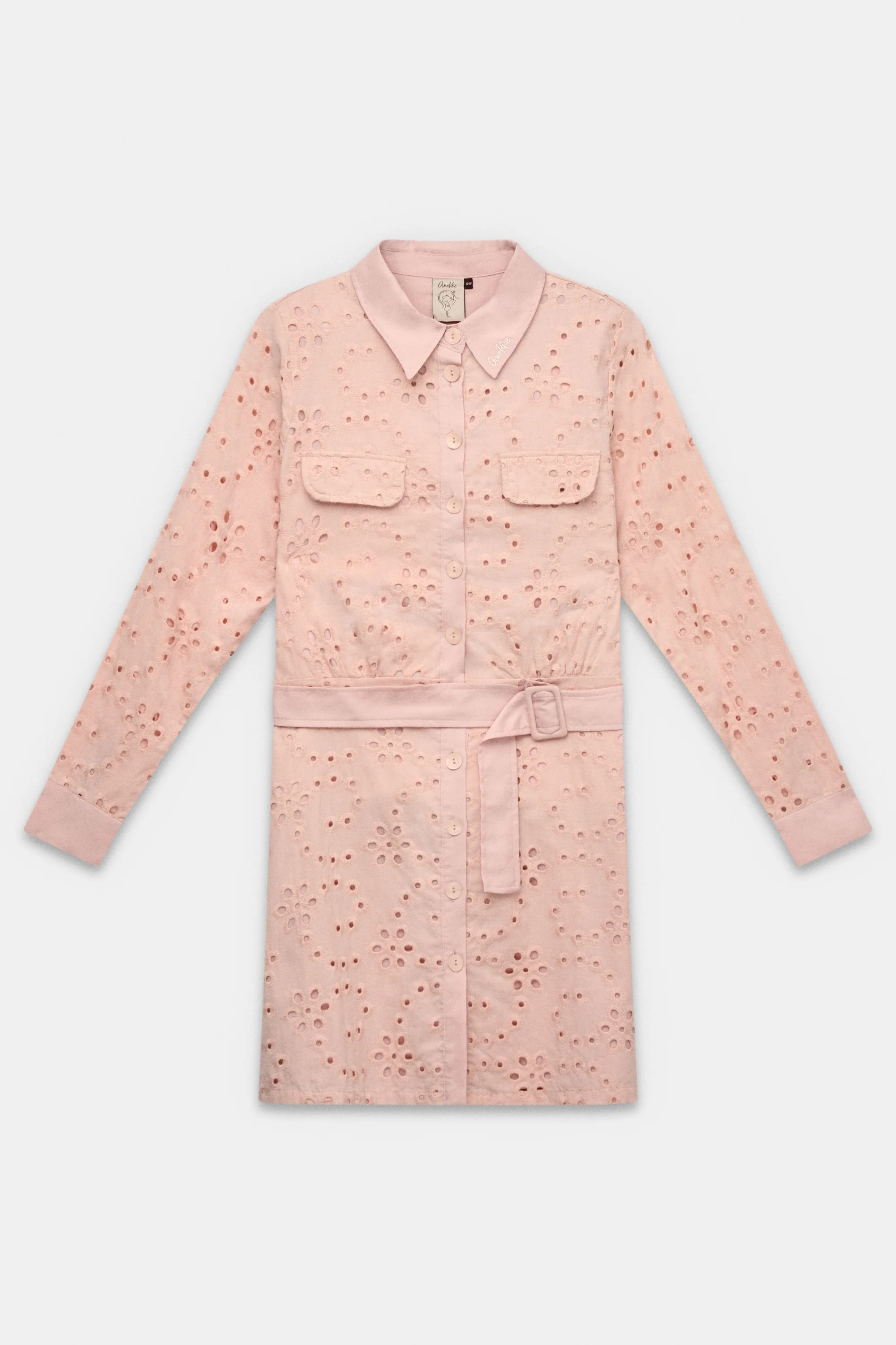 Vestido de manga larga rosa