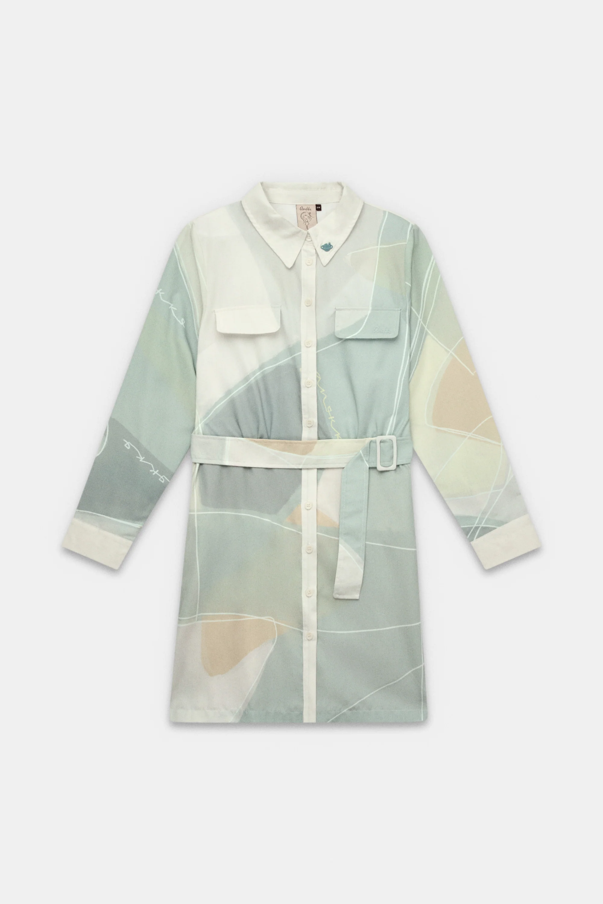 Vestido de manga larga verde