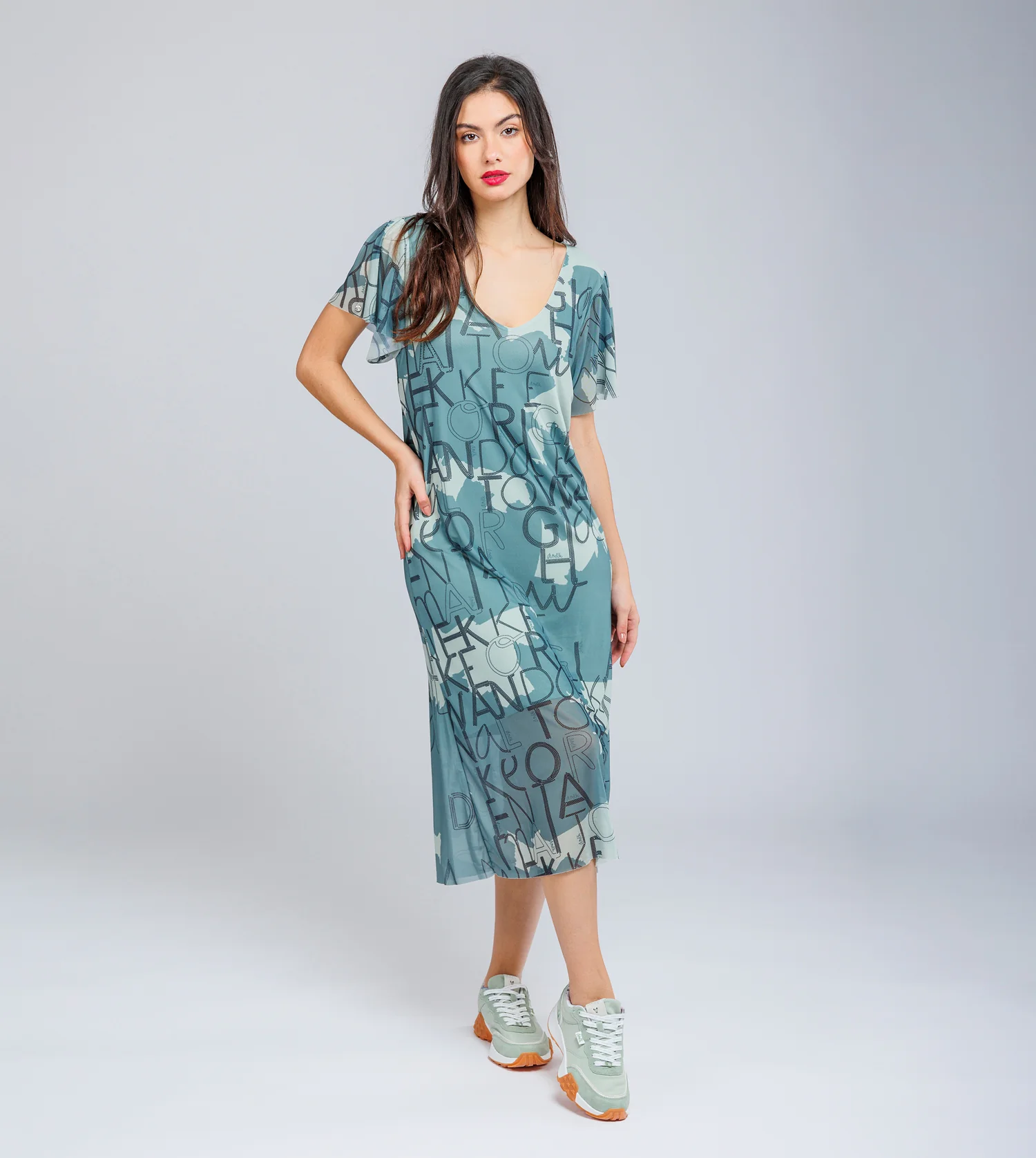 Vestido manga corta verde - Image 2